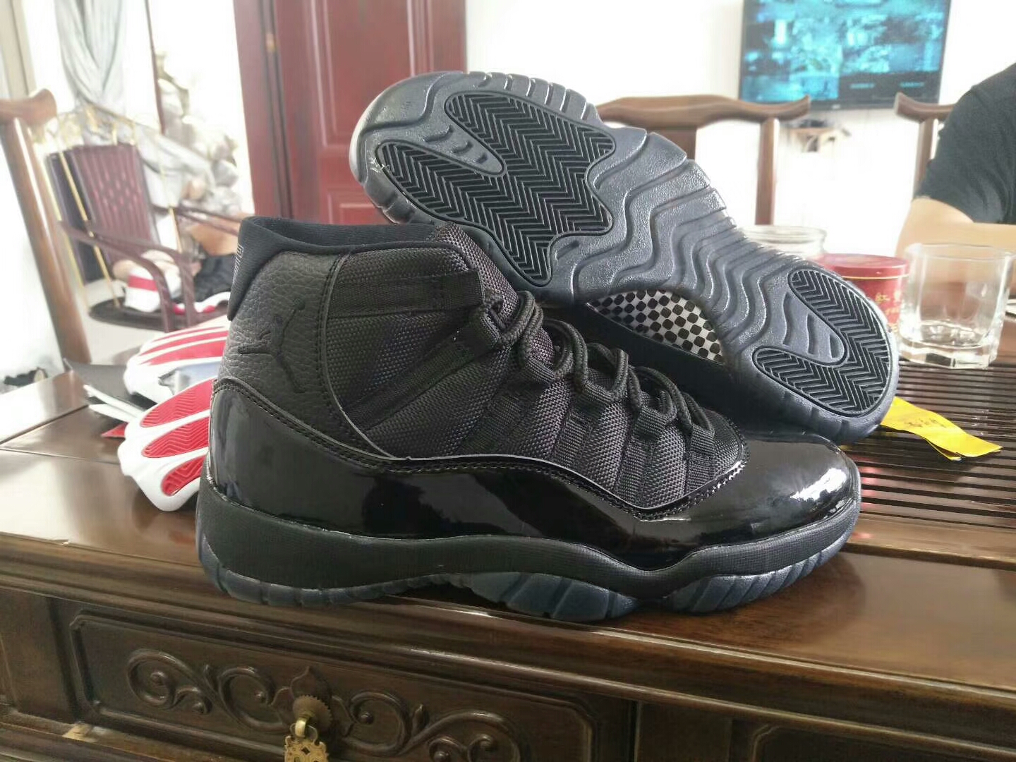 New Air Jordan 11 Retro All Black Shoes - Click Image to Close